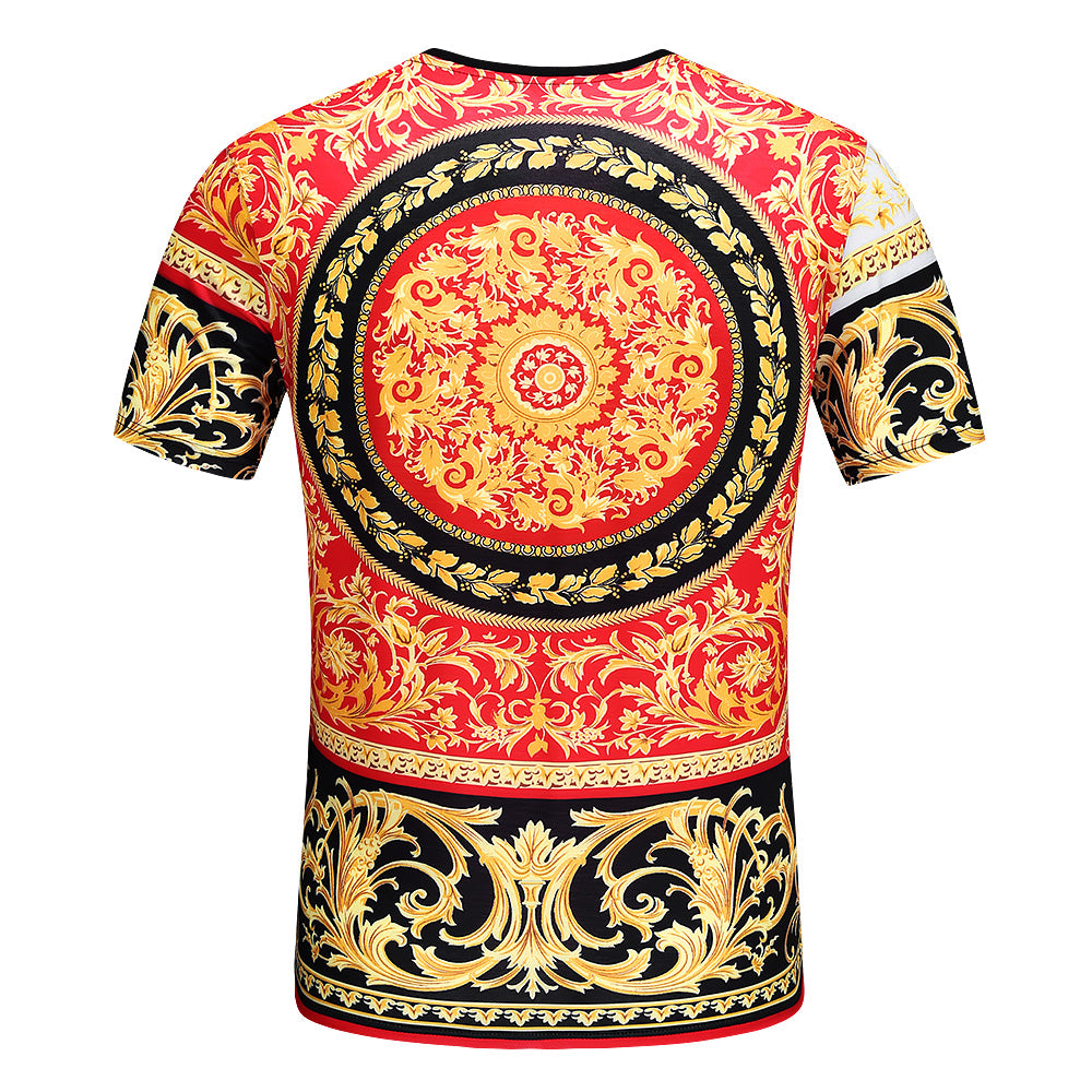 Brand New 100% Cotton Casual Polo Shirts for Men T-shirt O-neck Golden Red Digital Printing Tops Tees For Male T SHIRT Clothes